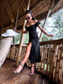 Dress with a knot in the chest area "AMORE" - BLACK